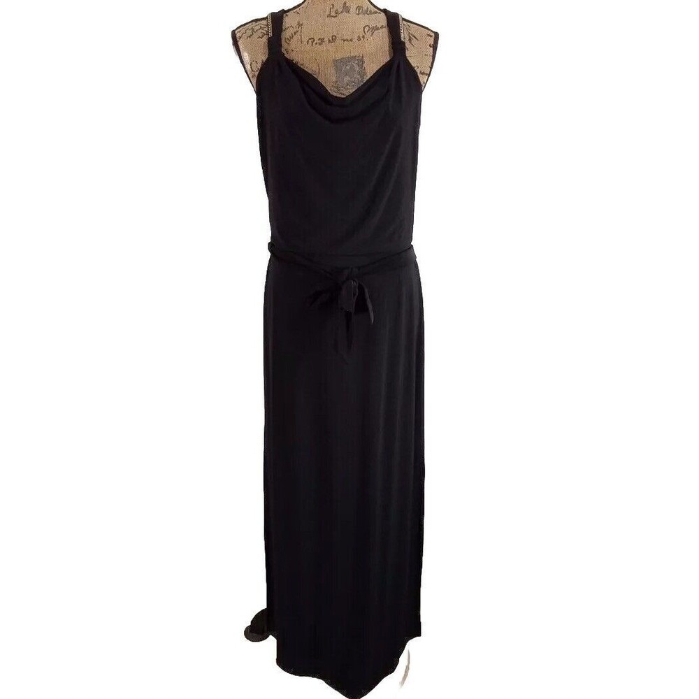 White House Black Market Dress XS Long Blouson Side Split Strap Chain Accent